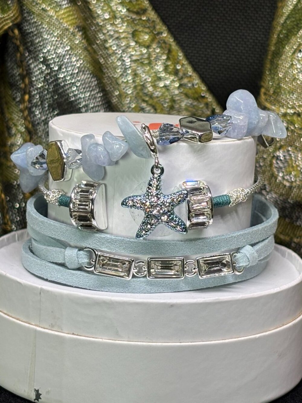 Bomb Party "Starfish Wishes" Summer Stacks 3 Bracelet Stack Set with Starfish